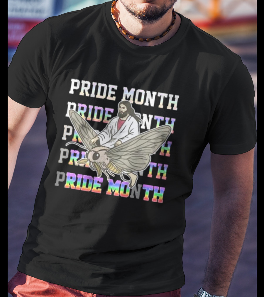 Pride Month Jesus Riding Moth T-Shirt