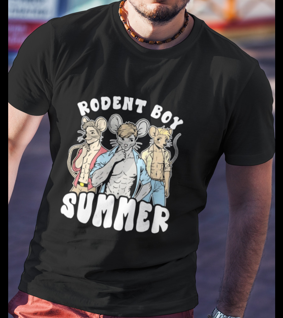 Rodent Boy Summer Anthro Trio With Sunglasses And Open T-Shirt