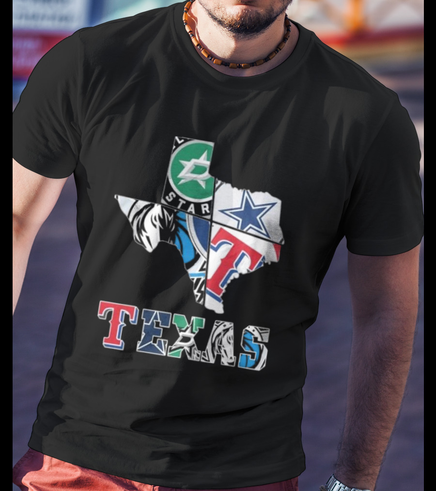 Texas Sports Teams Dallas Stars Dallas Cowboys Dallas Mavericks Texas Rangers Logos T-Shirt