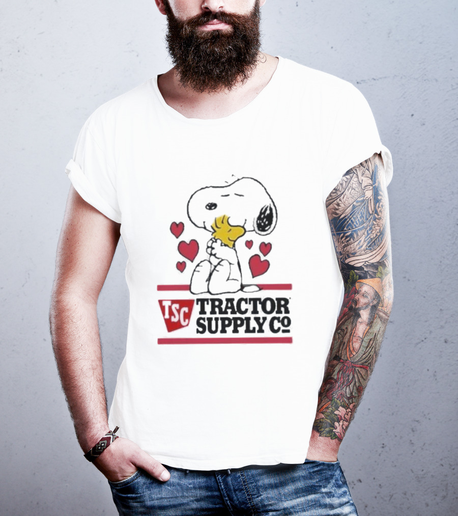Snoopy Woodstock Hearts Tractor Supply Co Logo With TSC Emblem T-Shirt