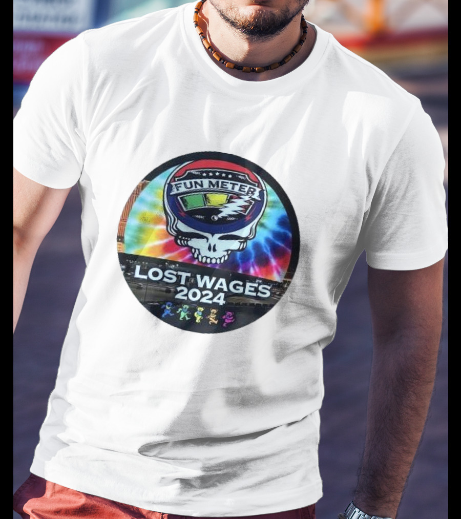 Grateful Dead Tie-Dye Fun Meter Skull Lost Wages T-Shirt