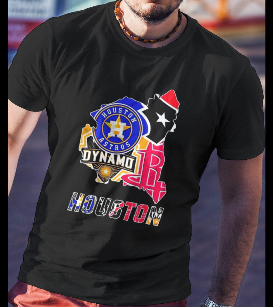 Houston Astros Dynamo Rockets Texas Map Sports Team T-Shirt