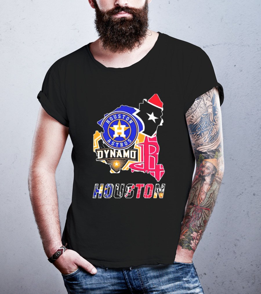 Houston Astros Dynamo Rockets Texas Map Sports Team T-Shirt