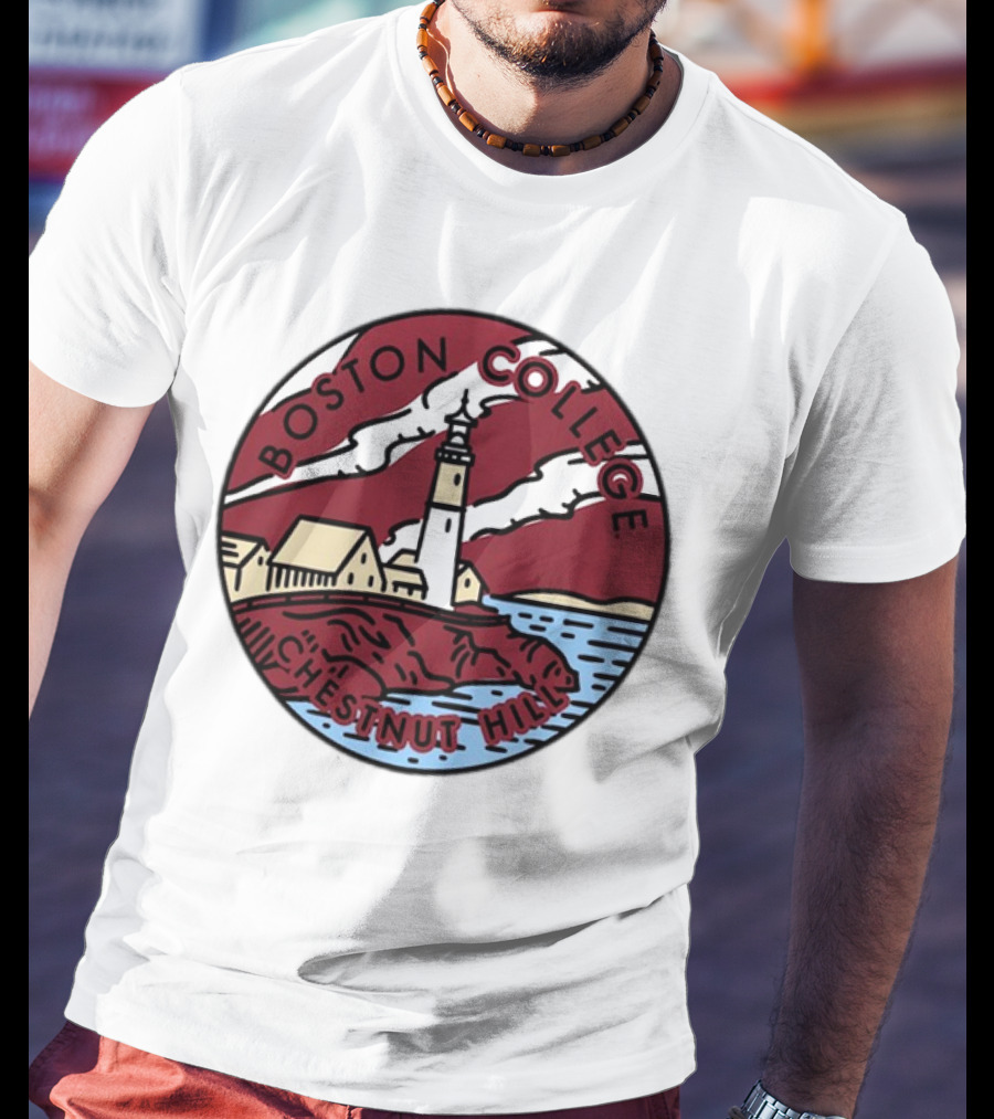Maroon Boston College Eagles Scenic Comfort Colors Chestnut Hill Lighthouse Badge T-Shirt