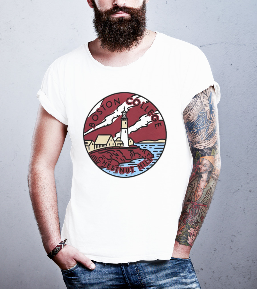 Maroon Boston College Eagles Scenic Comfort Colors Chestnut Hill Lighthouse Badge T-Shirt