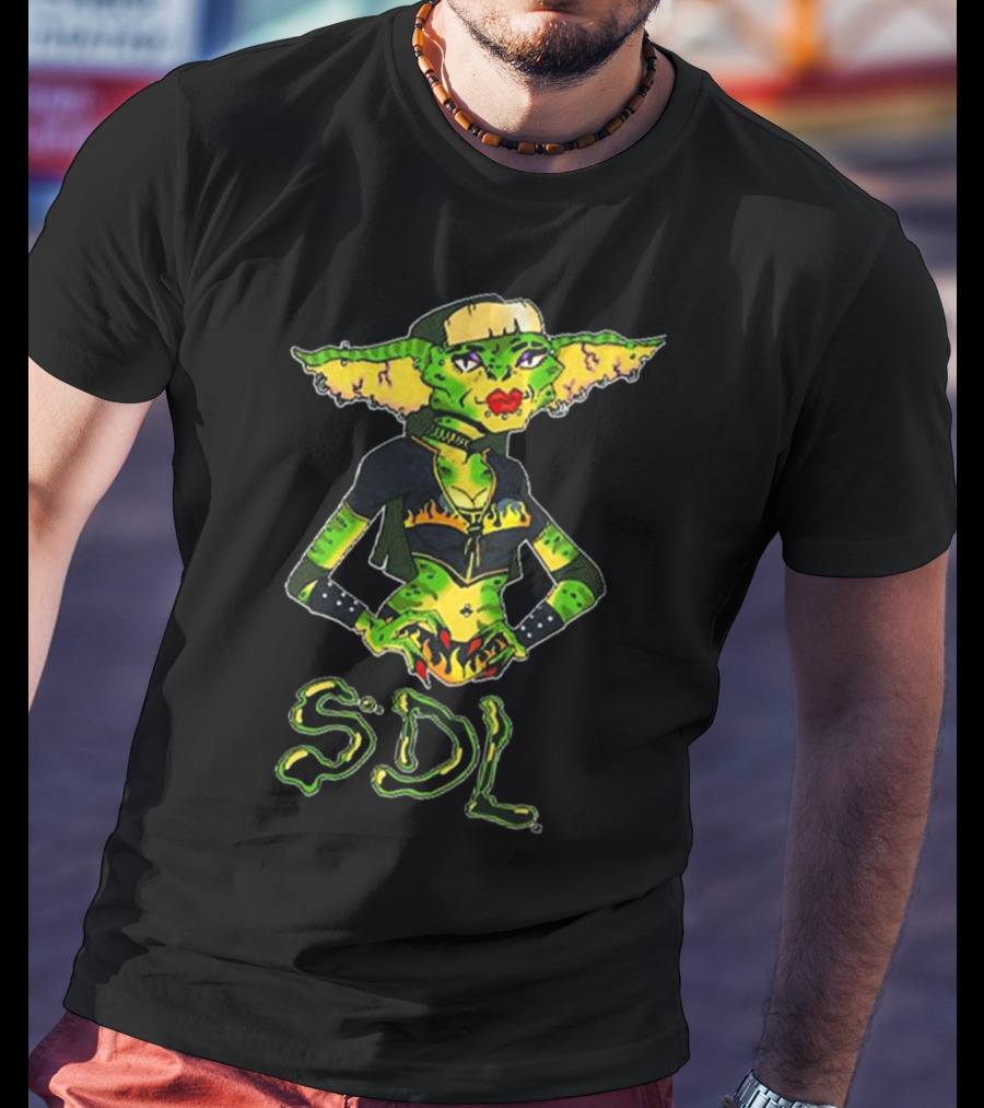 Steph De Lander SDL Gremlin Character In Punk T-Shirt