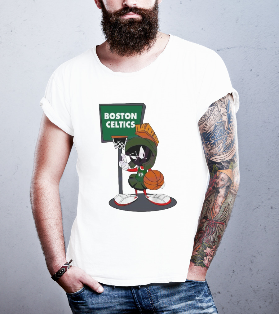 Boston Celtics Looney Tunes Marvin The Martian Basketball Hoop T-Shirt