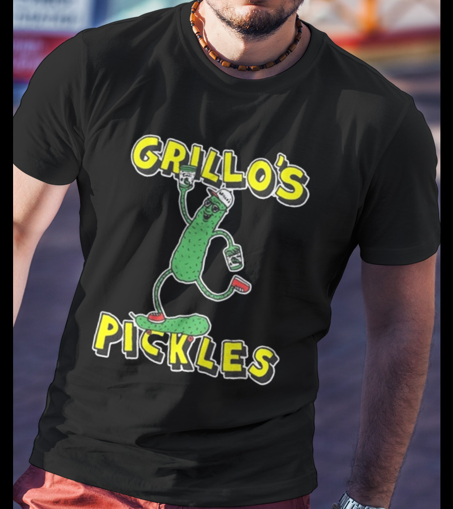 Grillo's Pickles Skateboarding Pickle Man Mike Lottie X Grillo’s T-Shirt