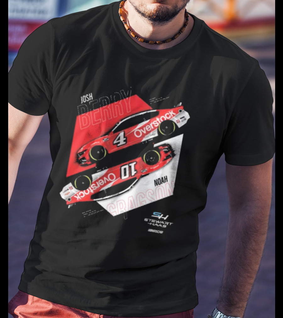 Josh Berry Noah Gragson Overstock Stewart-Haas Racing Car Designs NASCAR T-Shirt