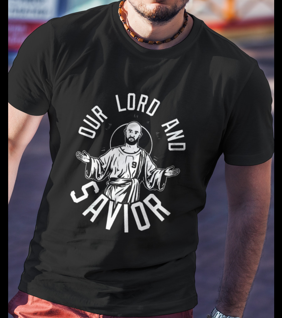 Our Lord And Savior Bald Player Number 9 Iconic Gesture T-Shirt