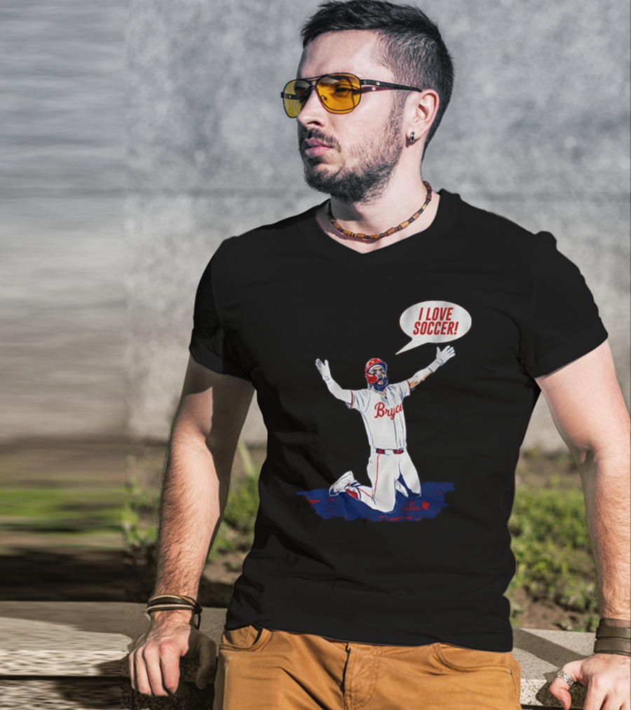 Bryce Harper I Love Soccer Celebration Player Kneeling On Ground T-Shirt