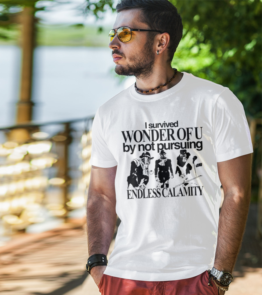 I Survived Wonder Of U By Not Pursuing Endless Calamity Graphic With Three Figures T-Shirt