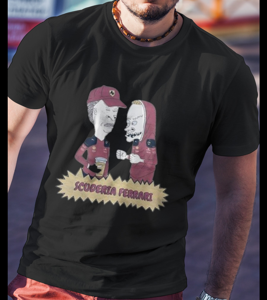 Scuderia Ferrari Beavis And Butthead Enzo Ferrari Racing Team Characters Collaboration T-Shirt
