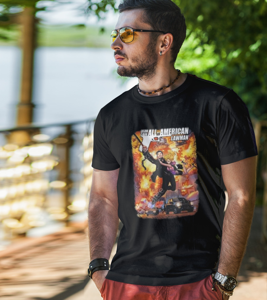 Dean Cain All-American Lawman Explosive Action With Gabe Eltaeb Big Man Comics Influence T-Shirt
