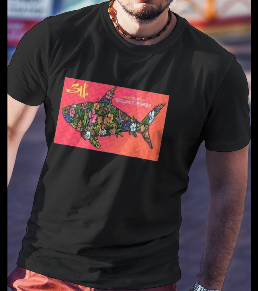 311 January 17-18 Honolulu HI The Republik Floral Shark T-Shirt