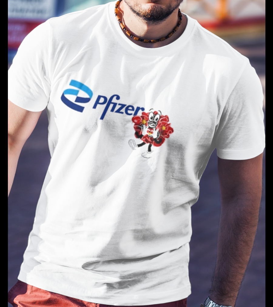 Pfizer New Mascot Clotty With Bear Character And Energy Burst T-Shirt