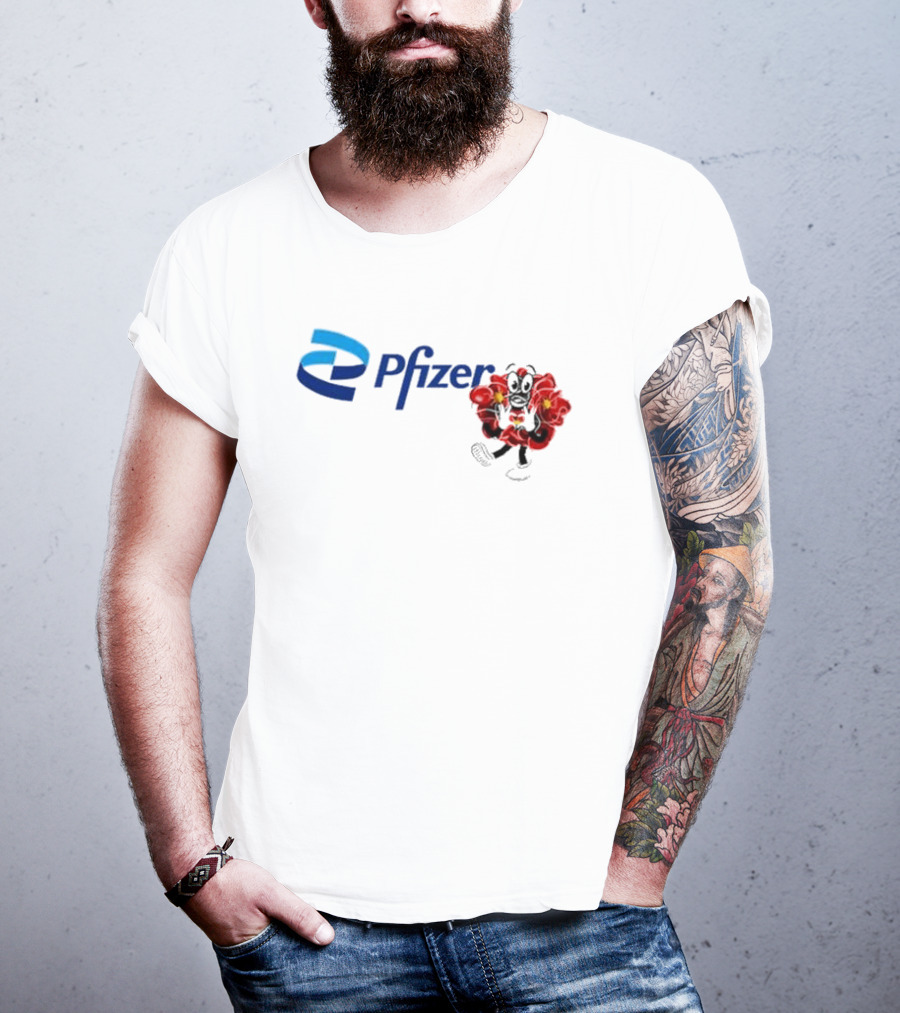 Pfizer New Mascot Clotty With Bear Character And Energy Burst T-Shirt