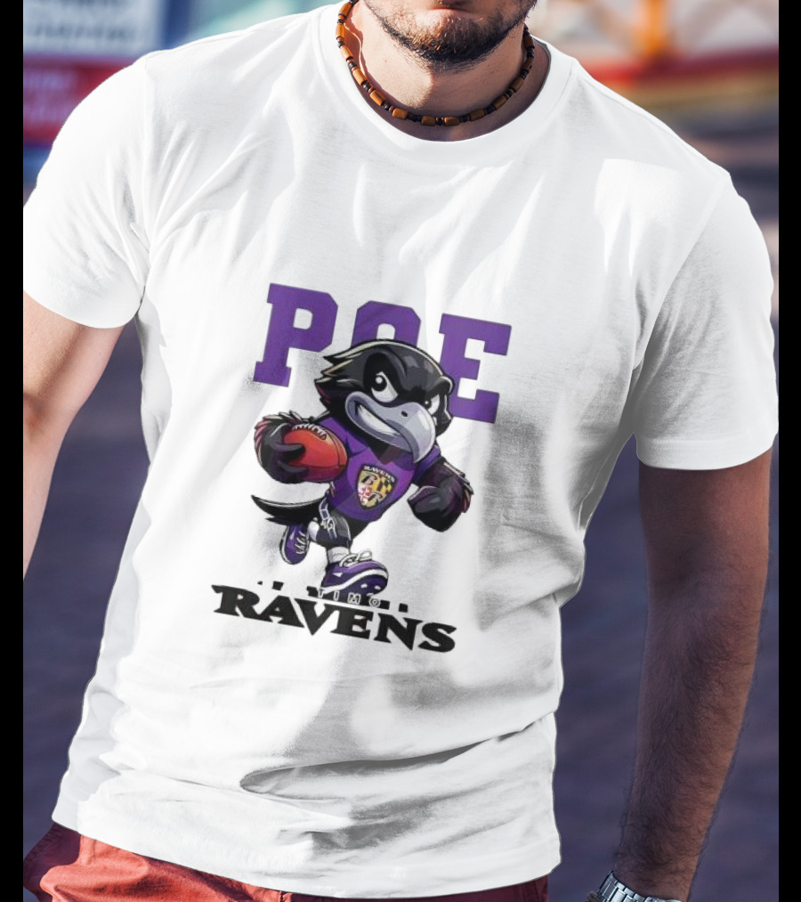 Poe Baltimore Ravens Mascot Football Character T-Shirt