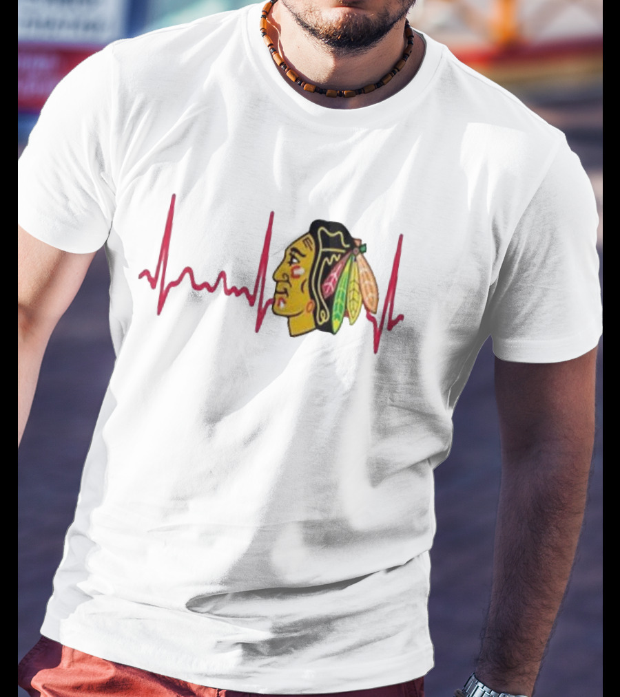 Chicago Blackhawks Heartbeat Hockey T-Shirt