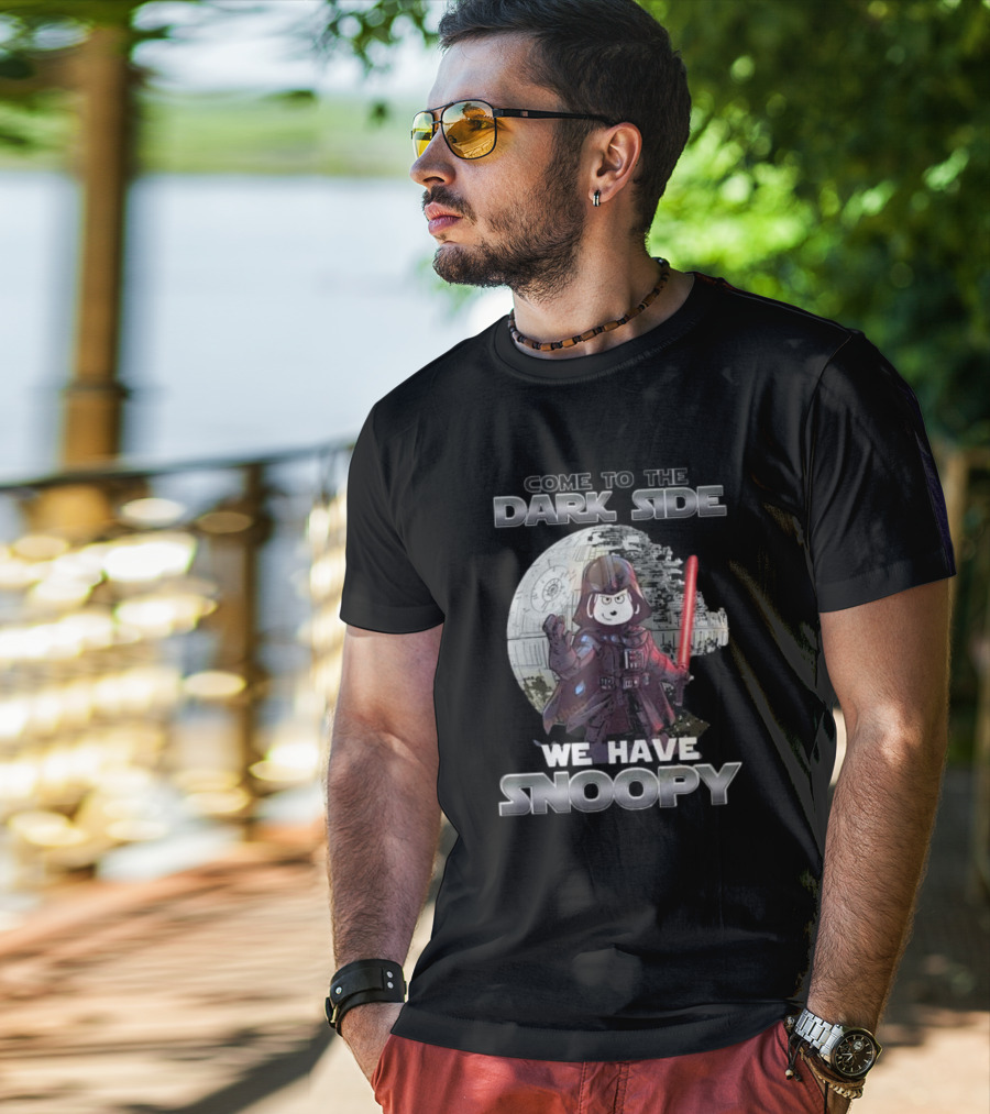 Come To The Dark Side We Have Snoopy Star Wars Death Star Darth Vader Peanuts Crossover T-Shirt
