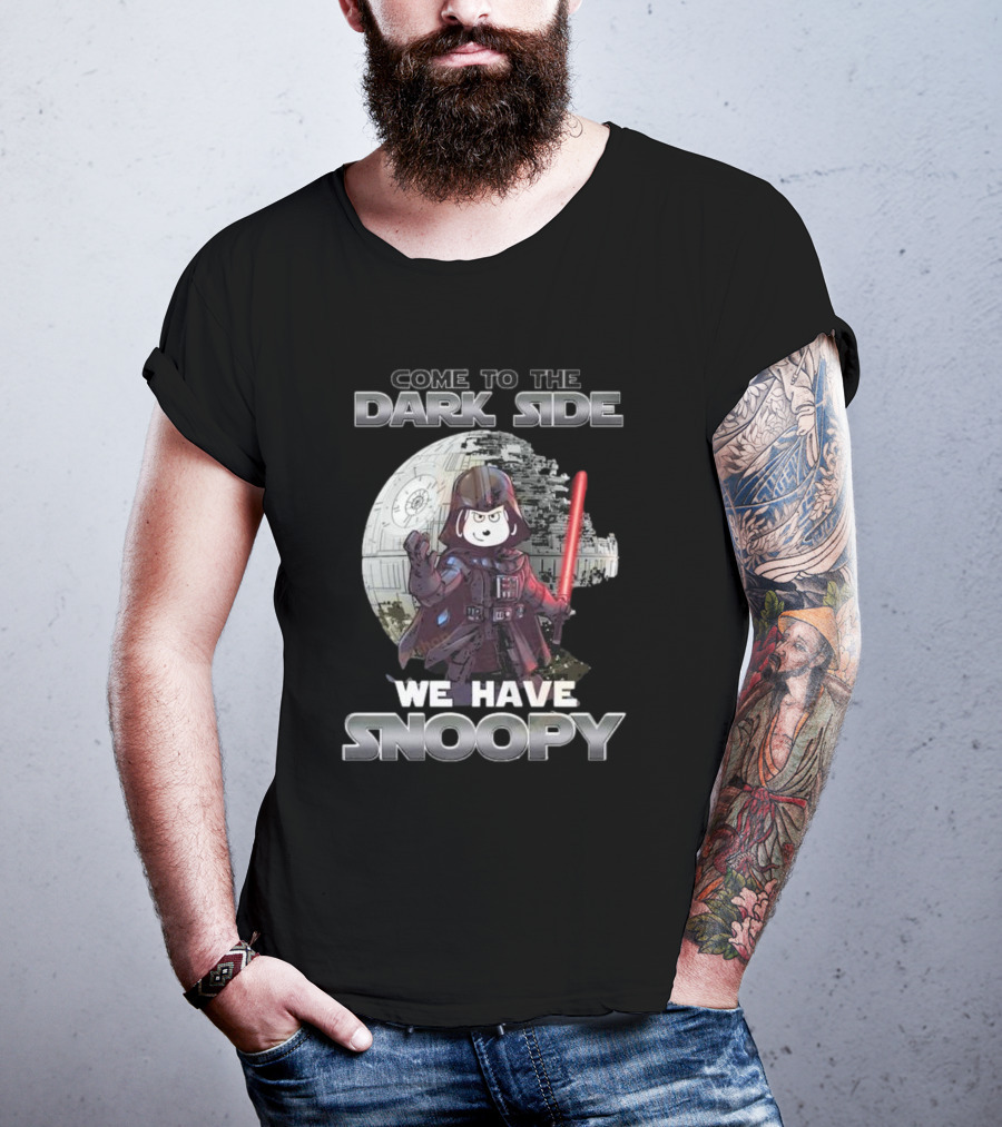 Come To The Dark Side We Have Snoopy Star Wars Death Star Darth Vader Peanuts Crossover T-Shirt