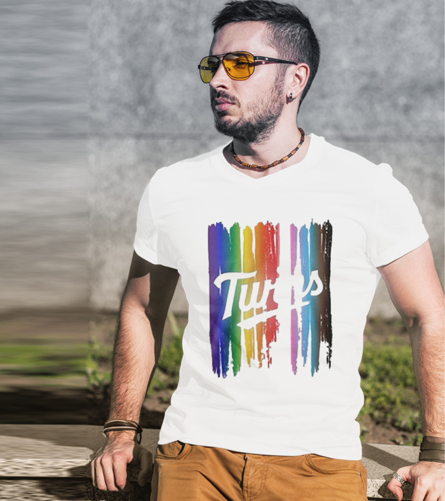 Twins Pride Day Rainbow Brush Strokes T-Shirt