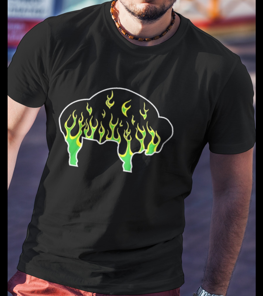 Buffalo The Old Pink Green Flame Buffalo T-Shirt