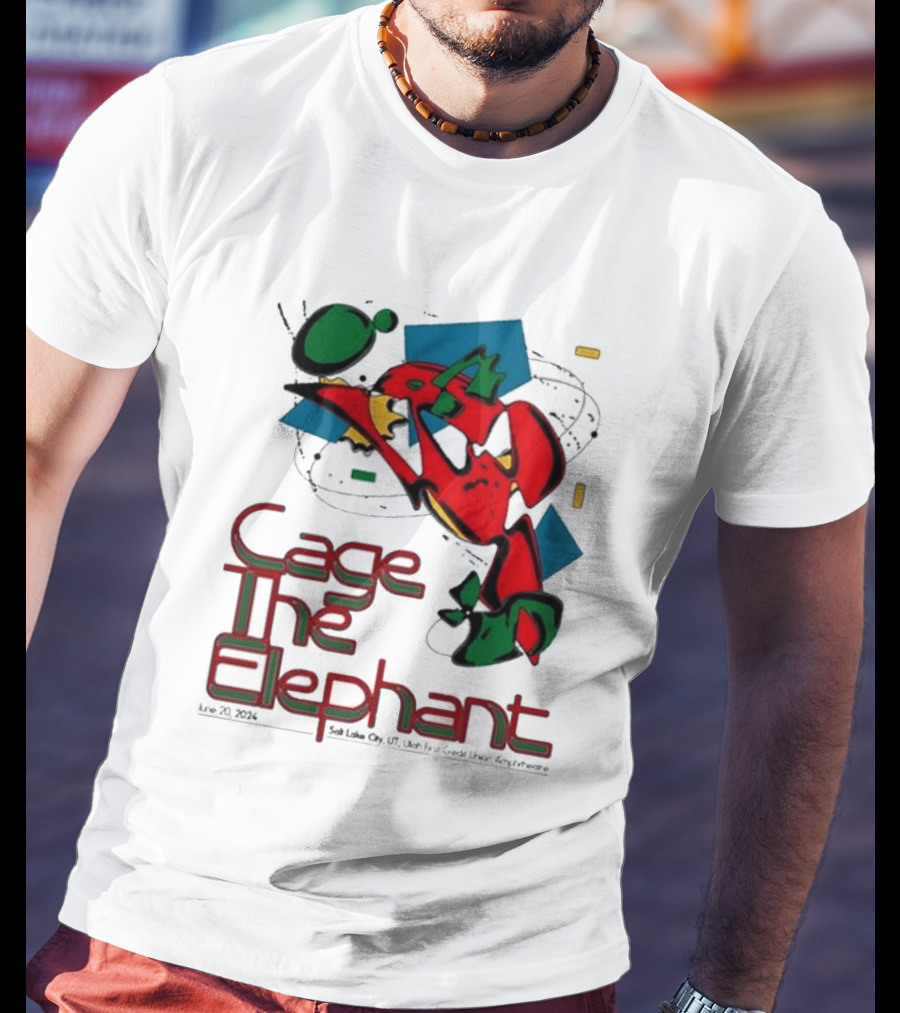 Cage The Elephant Salt Lake City Utah First Credit Union Amphitheatre June 20 Colorful Abstract T-Shirt