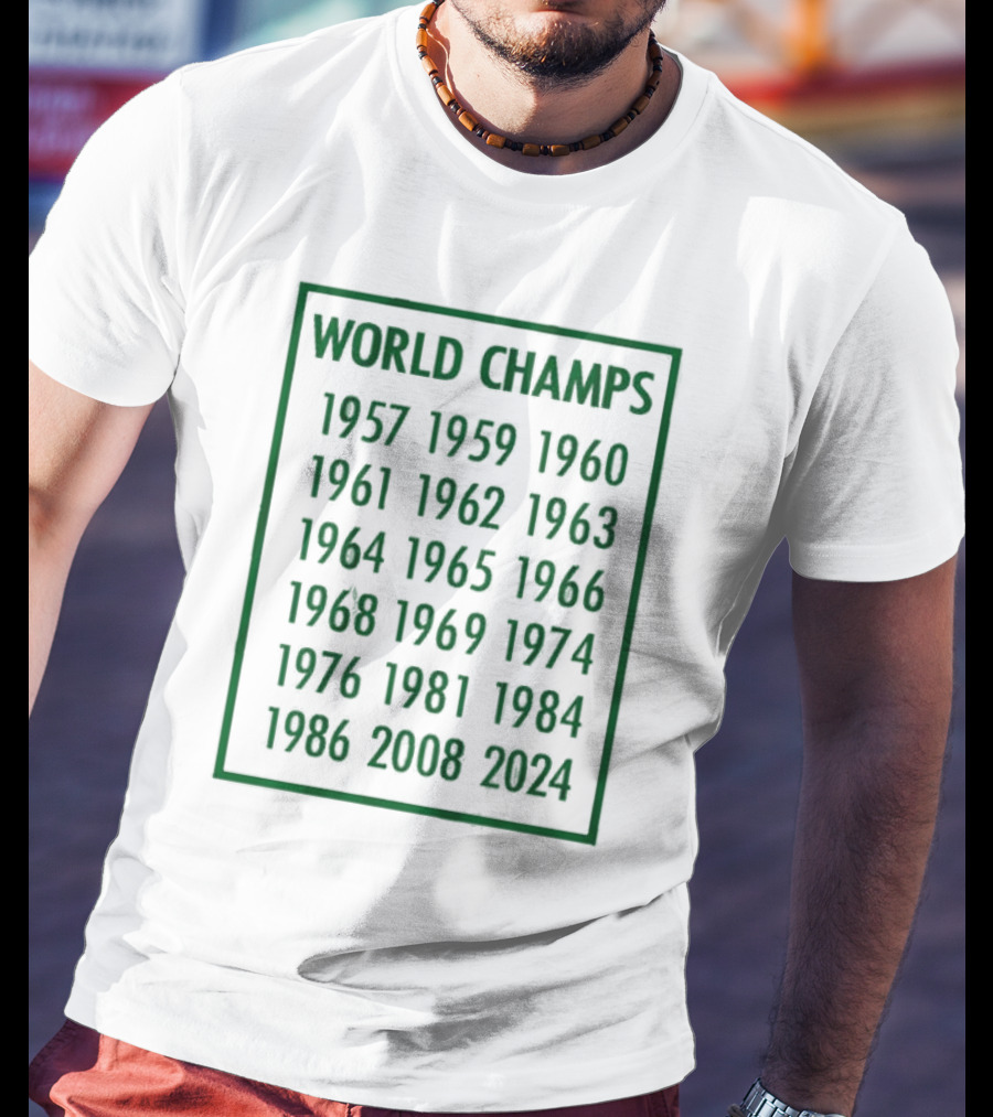 Boston Celtics World Champs 1957 1959 1960 1961 1962 1963 1964 1965 1966 1968 1969 1974 1976 1981 1984 1986 2008 T-Shirt
