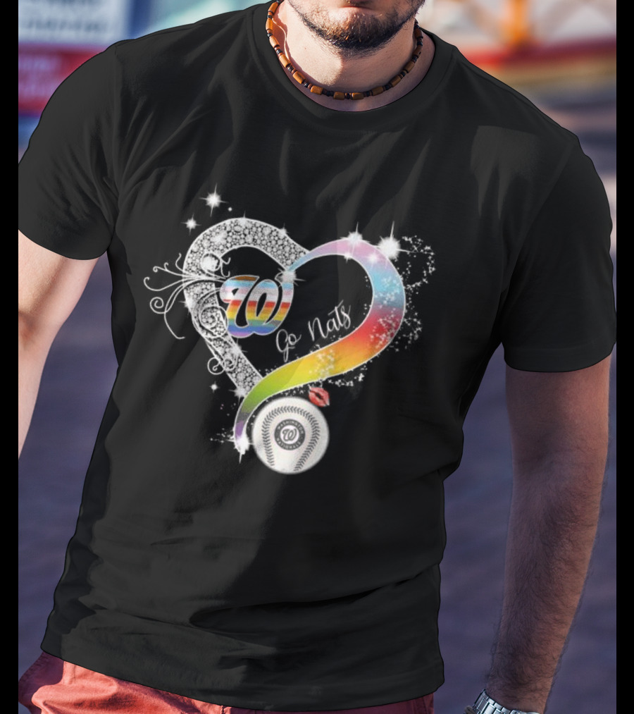70 Go Nats Heart Diamonds Baseball T-Shirt