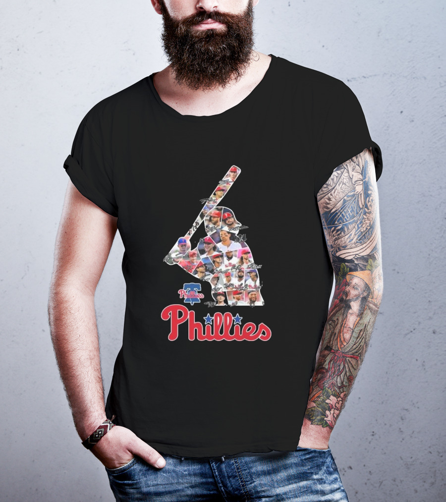 Phillies Baseball Icons Collage With Player Signatures T-Shirt