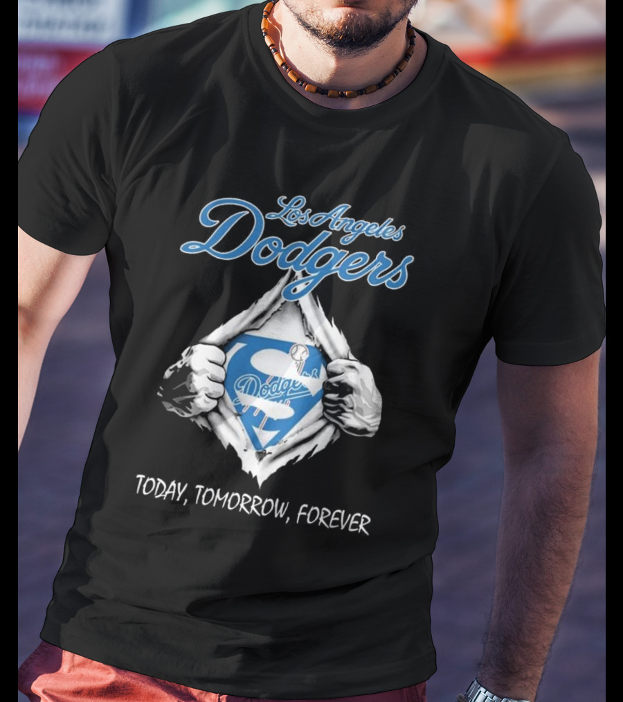 Los Angeles Dodgers Superhero Baseball Logo Today Tomorrow Forever T-Shirt