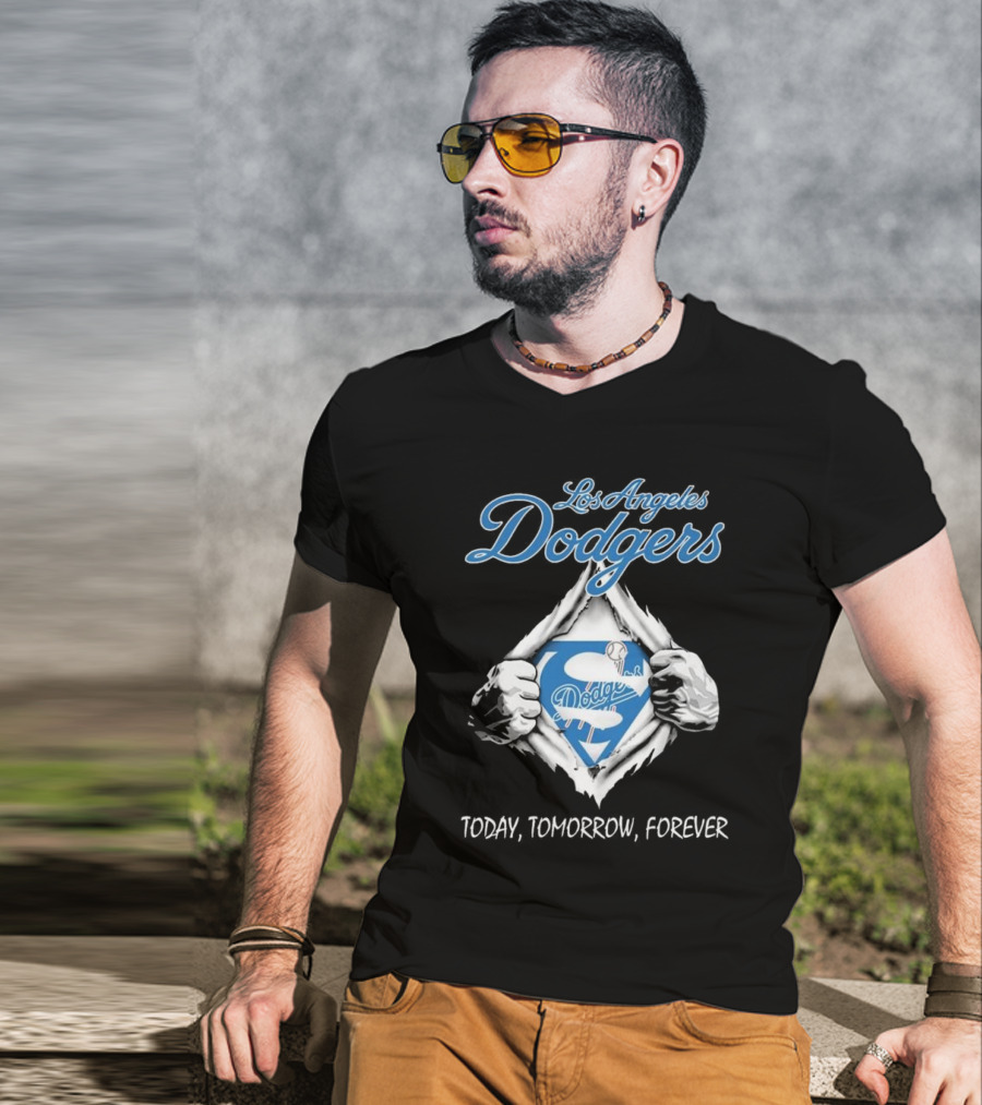 Los Angeles Dodgers Superhero Baseball Logo Today Tomorrow Forever T-Shirt