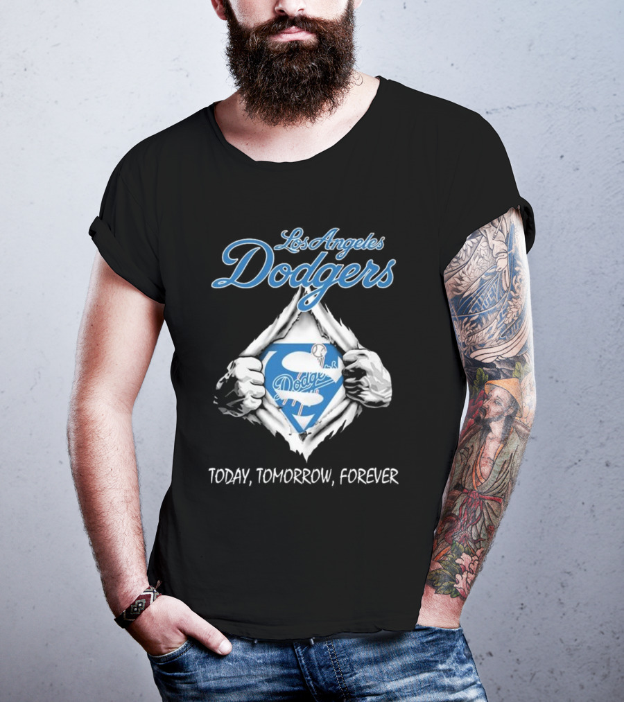 Los Angeles Dodgers Superhero Baseball Logo Today Tomorrow Forever T-Shirt