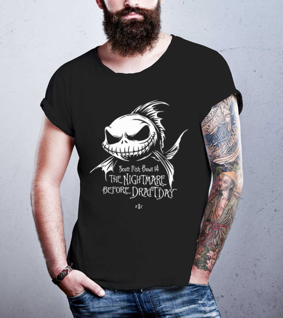 Scott Fish Bowl 14 The Nightmare Before Draft Day Jack Skellington Sketch T-Shirt