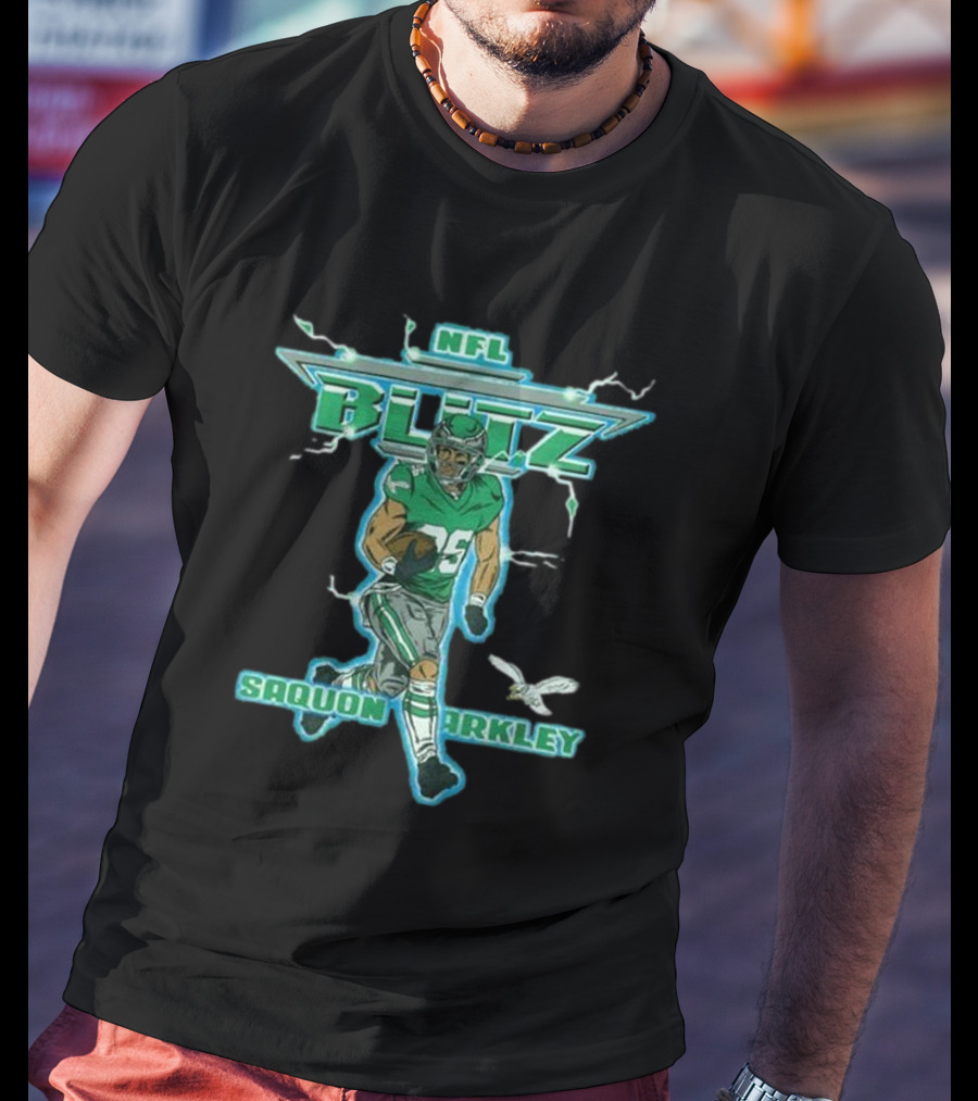 NFL Blitz Eagles Saquon Barkley 26 With Lightning And Wings T-Shirt