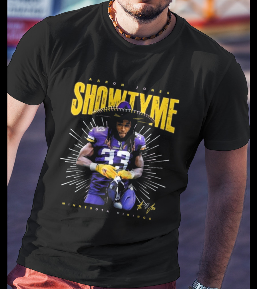Aaron Jones Showtyme Minnesota Vikings NFL Football Signature 33 T-Shirt