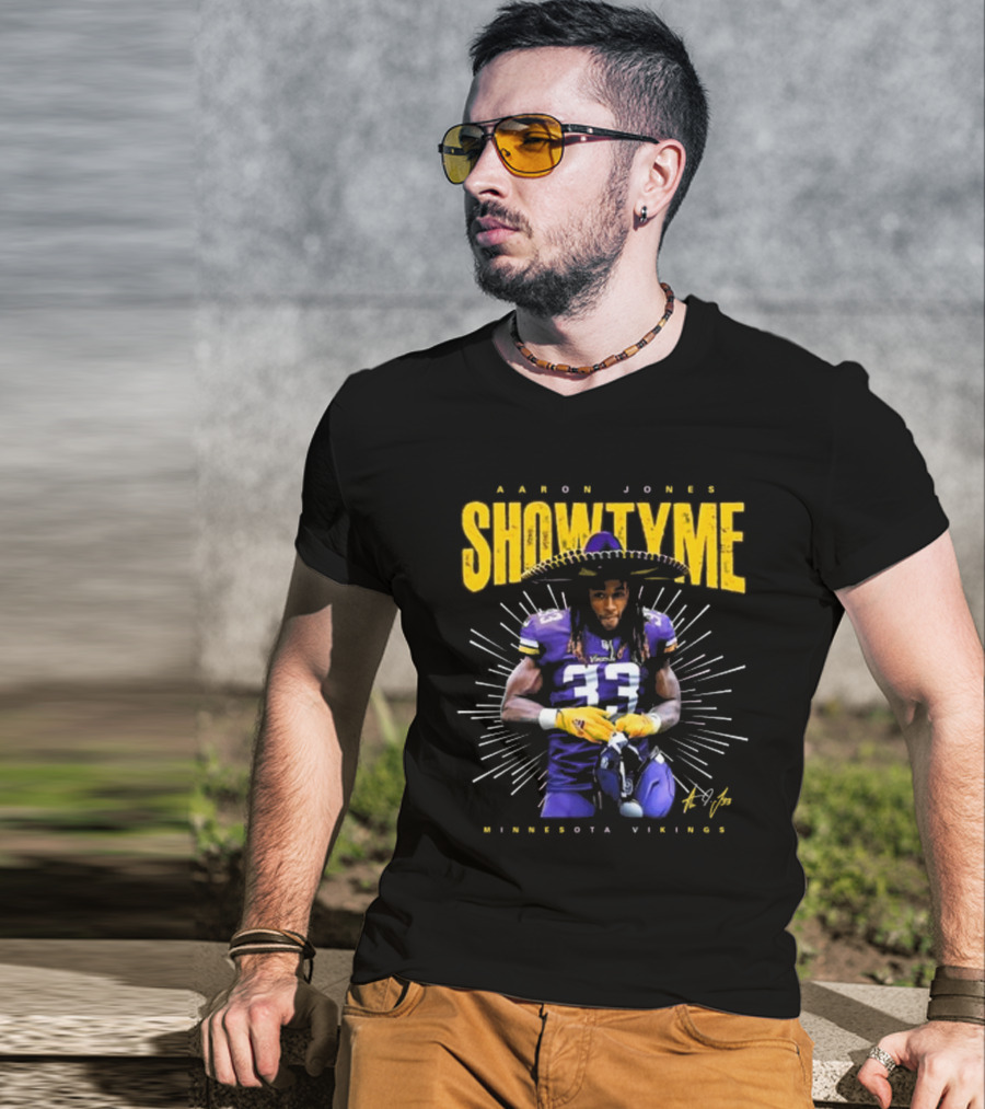 Aaron Jones Showtyme Minnesota Vikings NFL Football Signature 33 T-Shirt