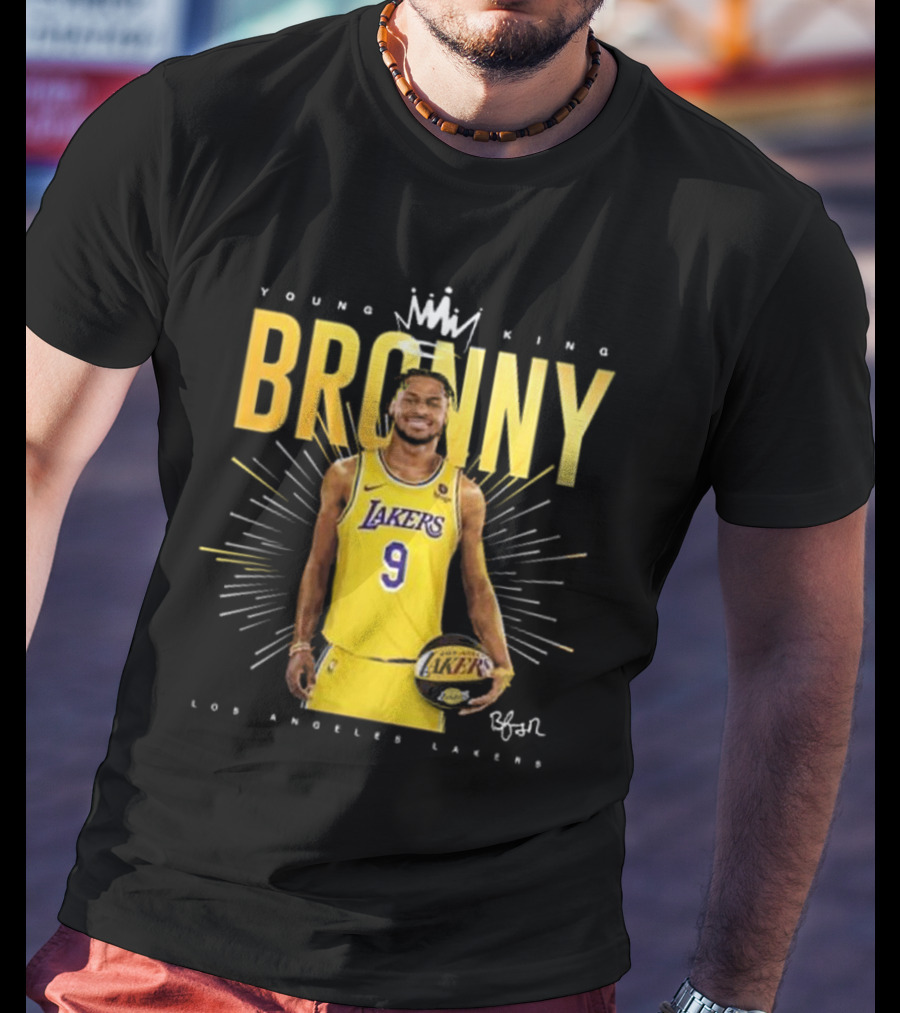 Young King Bronny James Los Angeles Lakers 9 Signature T-Shirt