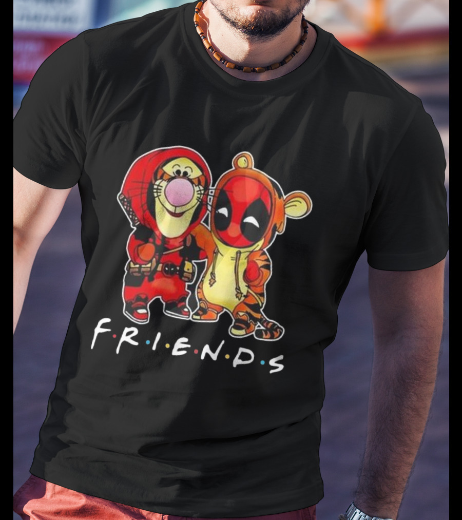 Friends Disney Winnie The Pooh Tigger And Deadpool T-Shirt