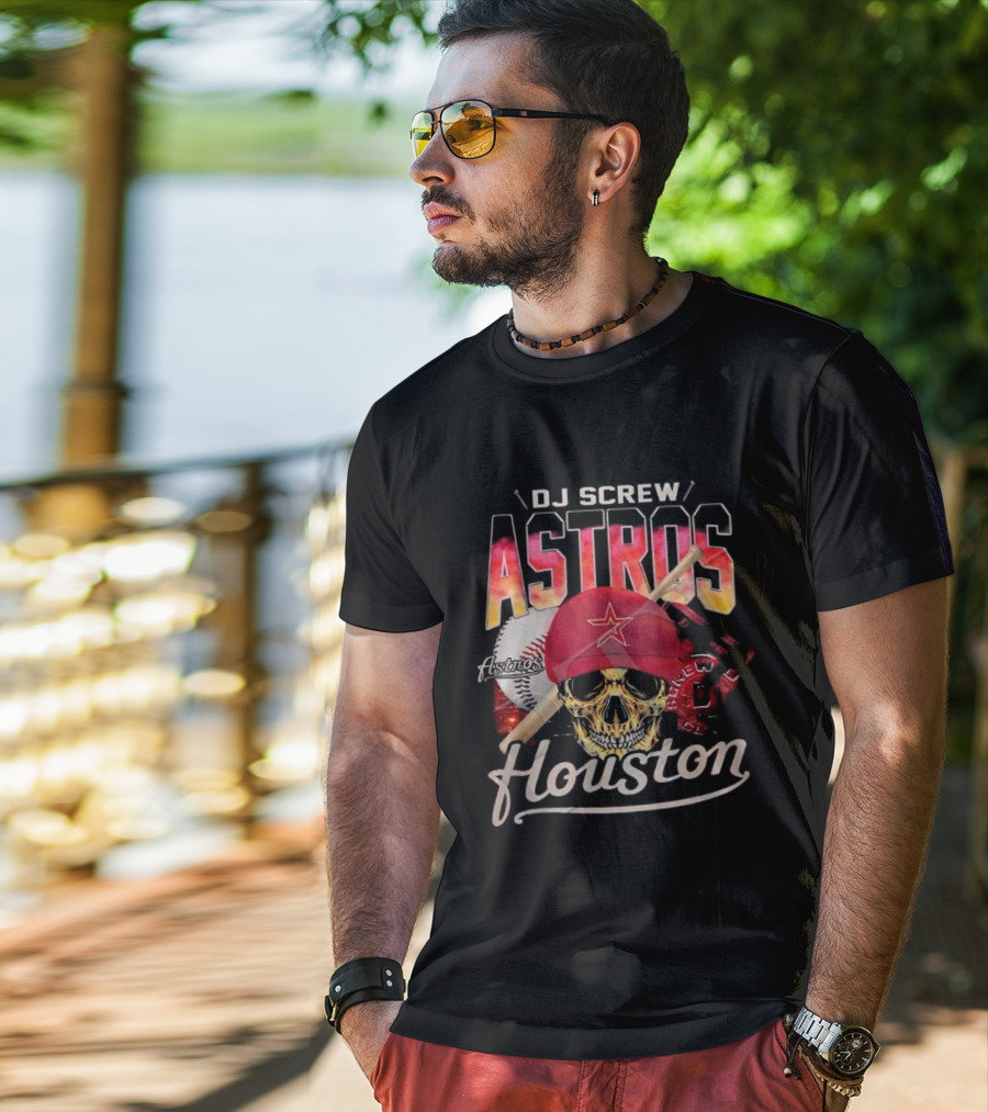DJ Screw Astros Skull Baseball Houston T-Shirt