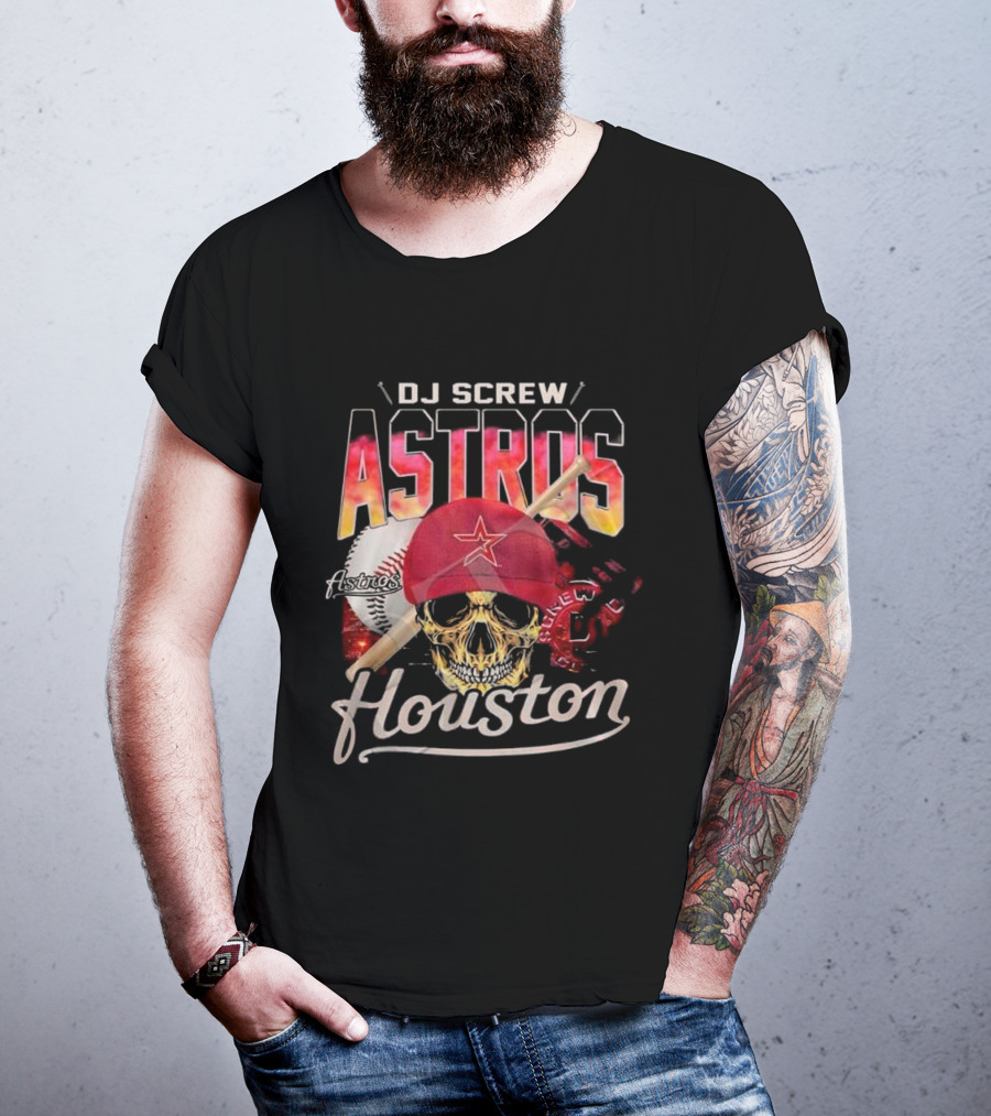 DJ Screw Astros Skull Baseball Houston T-Shirt