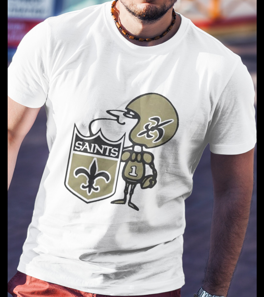 New Orleans Saints Alt Logo 1967 Cartoon Character Football Crest T-Shirt