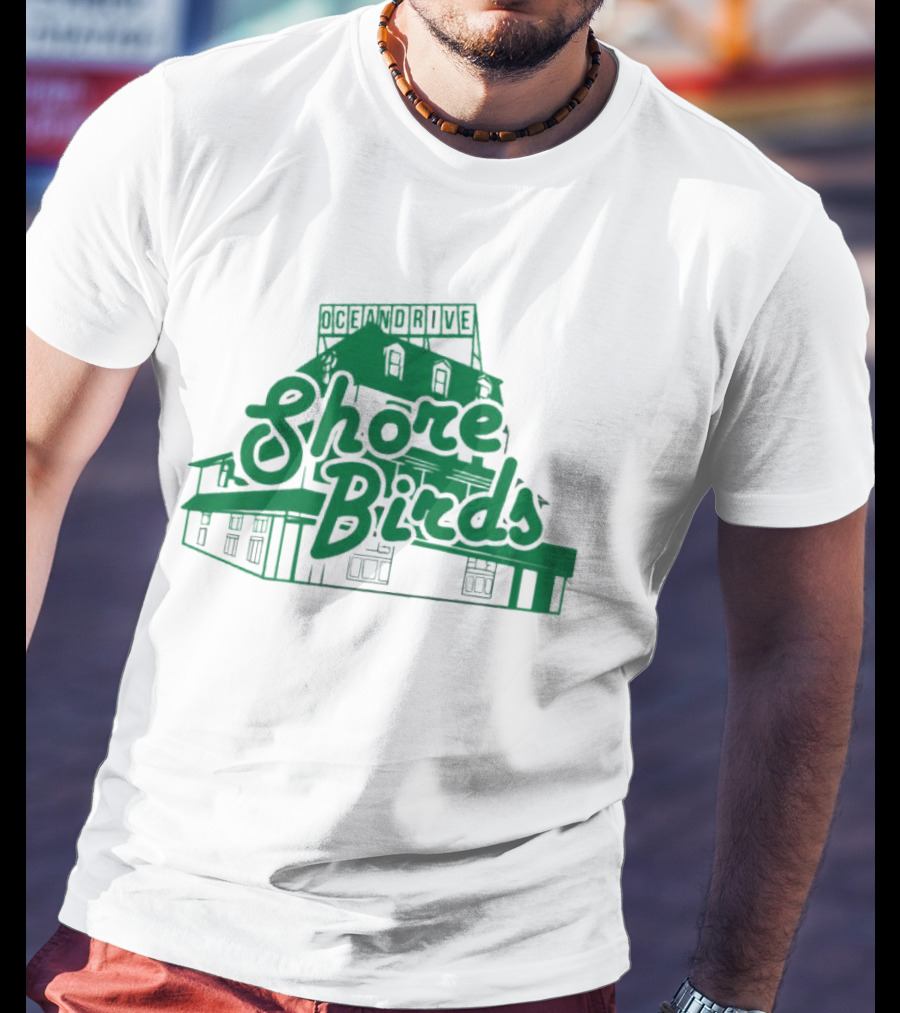 Ocean Drive Shore Birds Retro Sign Building T-Shirt