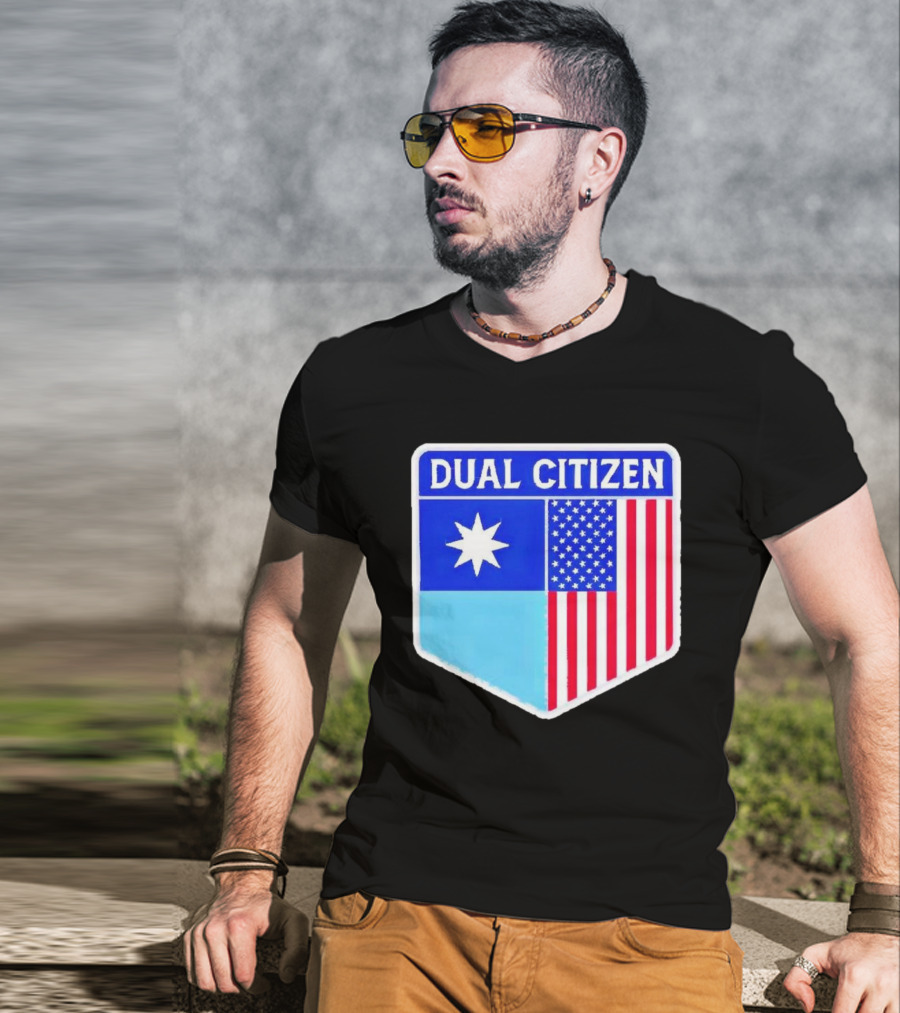 Dual Citizen Of Minnesota And USA Flag Badge T-Shirt