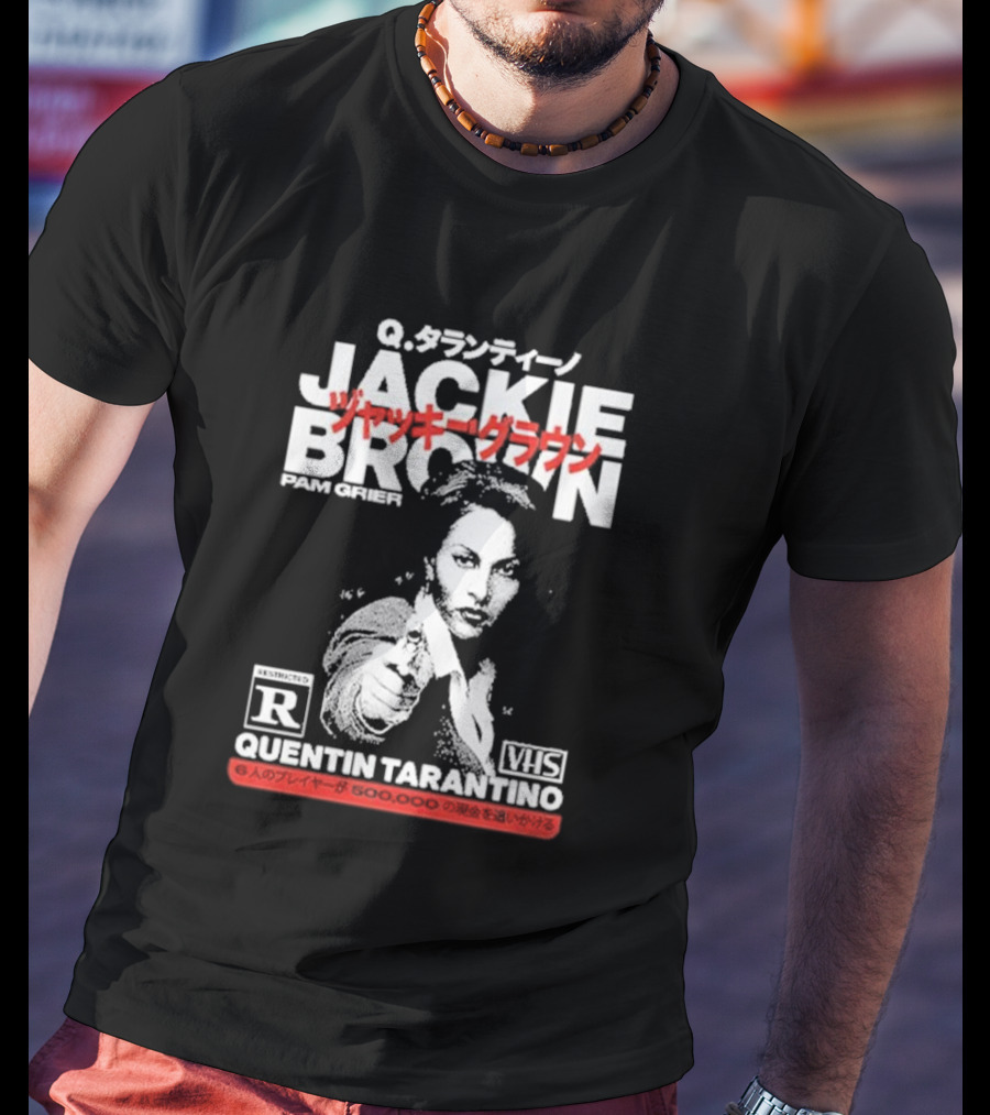 Jackie Brown Pam Grier Quentin Tarantino VHS Restricted R Q T-Shirt