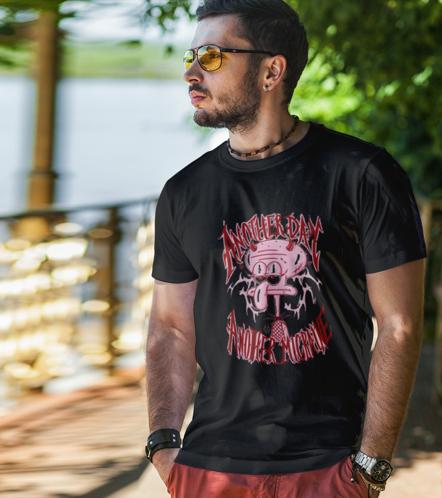 Lovecore Squidward Another Day Another Migraine Devil Horns Aesthetic T-Shirt