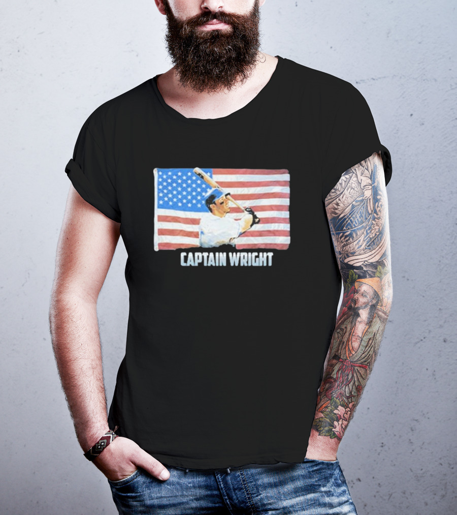 Mets David Wright Captain Wright American Flag Baseball T-Shirt