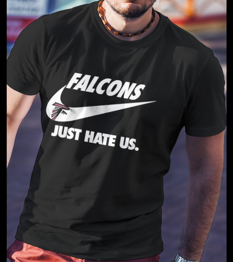 Atlanta Falcons Just Hate Us Logo Swoosh T-Shirt