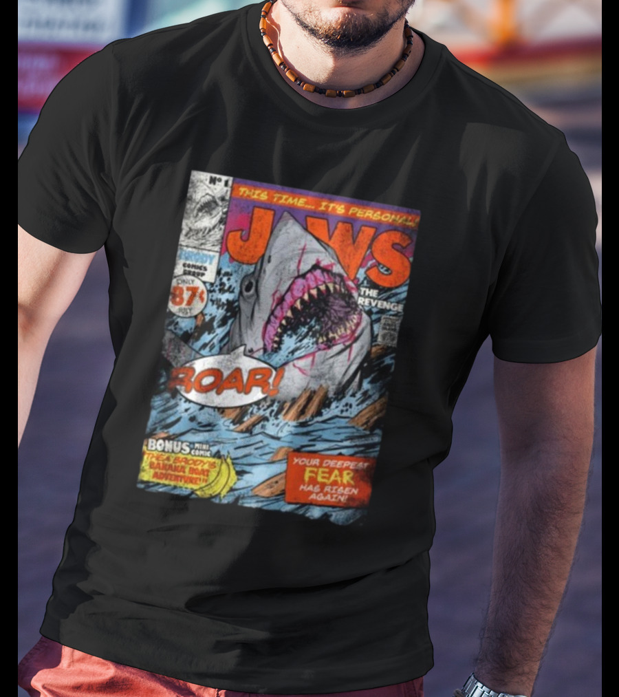 Fright-Rags Jaws The Revenge Comic Cover Shark Roar Adventure T-Shirt